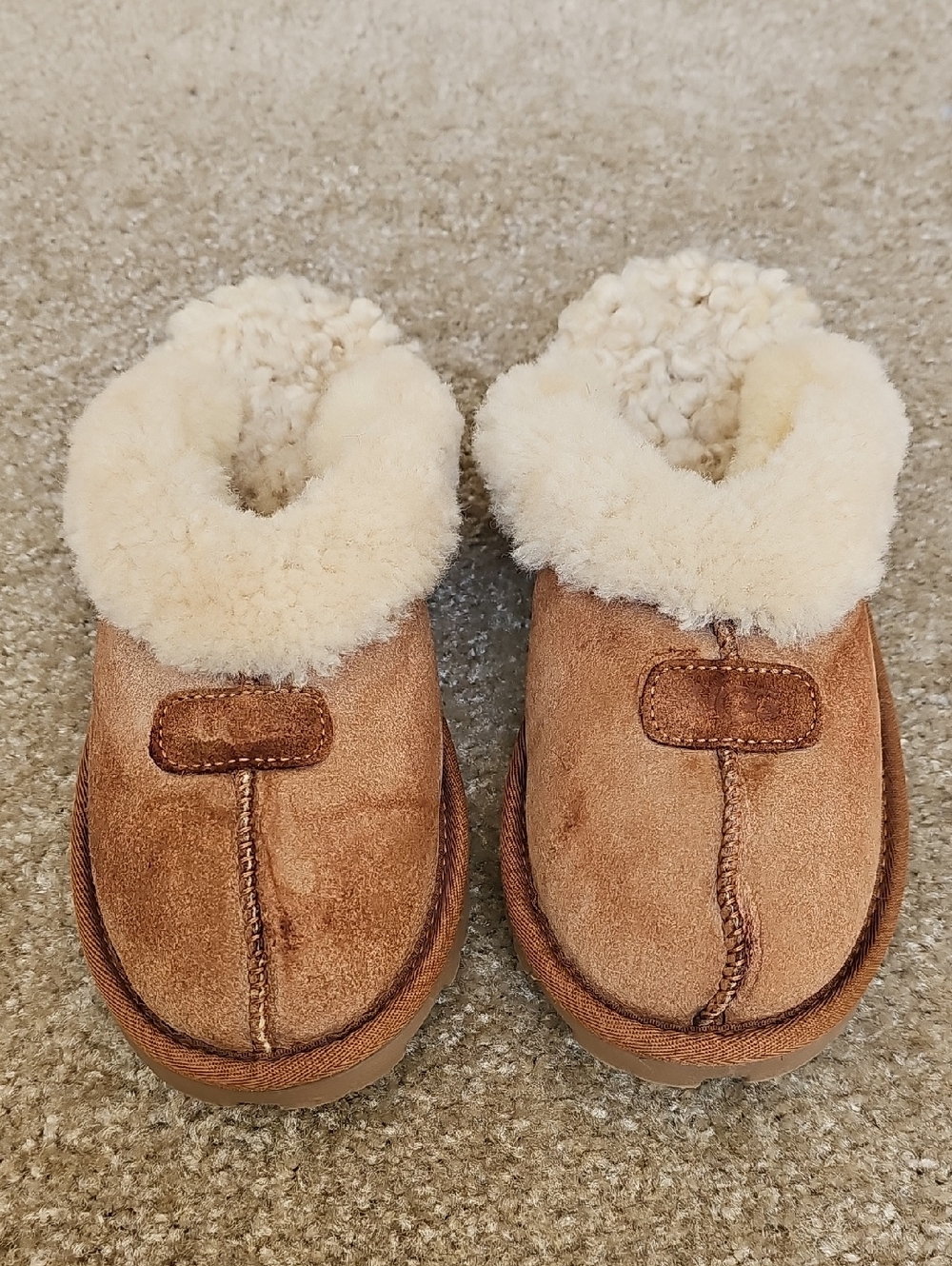 UGG Chestnut Suede Sheepskin-Lined Slippers with Cream Cuff R2